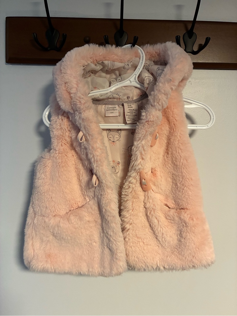 Catherine Malandrino Peach-Pink Faux Fur Hooded Vest for Kids - Baby Bear